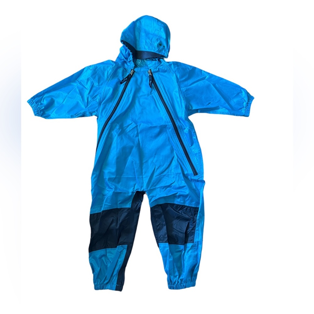 Children’s size 4 blue muddy buddy, Tuffo rain suit